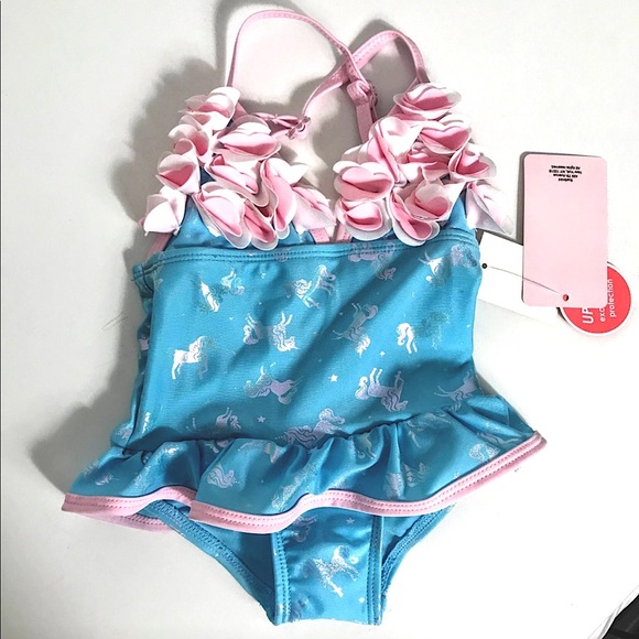 NWT Floatmini Blue Iridescent Unicorn Swimsuit - Picture 9 of 13